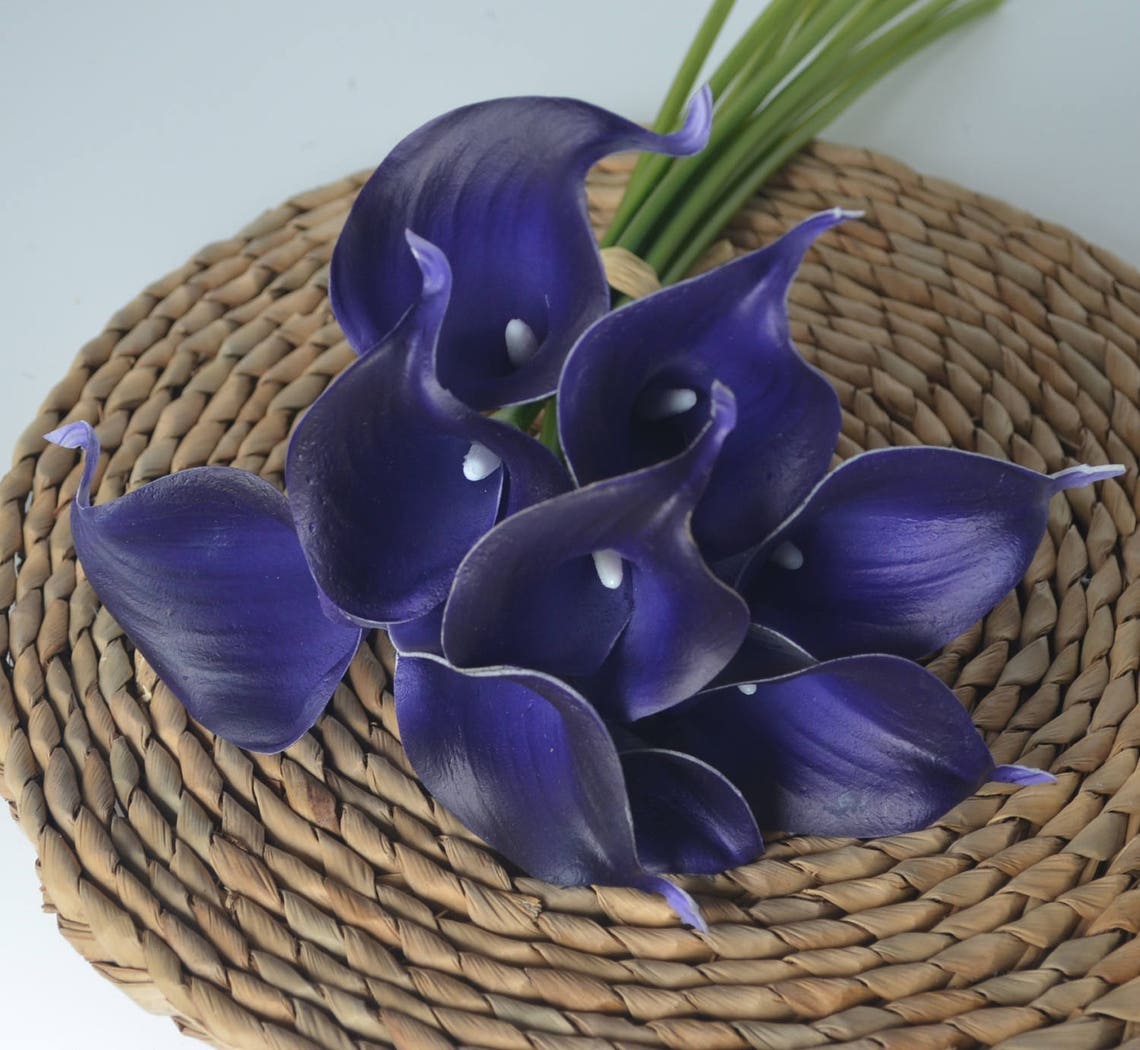 Dark Royal Purple Calla Lilies Real Touch Flowers DIY Silk Etsy