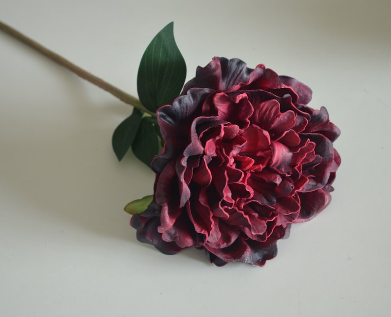 Dark Burgundy Peonies, Real Touch PU Flowers, DIY Silk Wedding, Bridal Bouquets, Wedding Table Centerpieces image 1