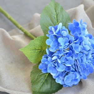 20" Real Touch Blue Hydrangea Stem, High Quality Artificial Flower | DIY Florals Supply | Wedding/Home/Kitchen Decoration | Gifts dark blue-daxiuqiu