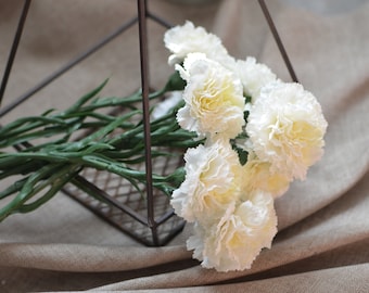 17" Real Touch Ivory White Carnations, Artificial Flower, DIY Centerpieces, DIY Floral | Wedding/Occasion/Home Decoration, Gifts For Her