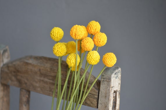 Künstliche Craspedia-Blumen, gelbe Kugelfüller, Vintage-Mittelstücke