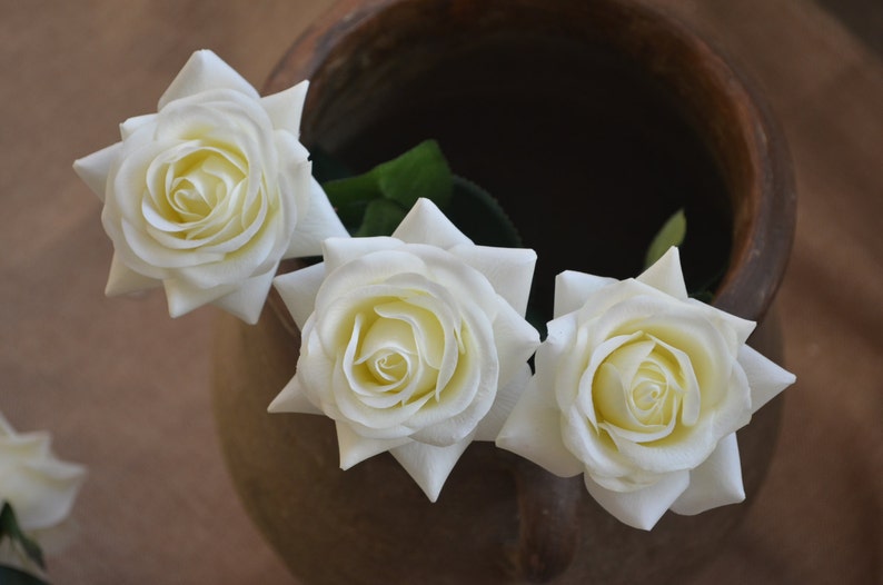 17 Ivory Cream Real Touch Faux Roses Aritificial DIY Etsy