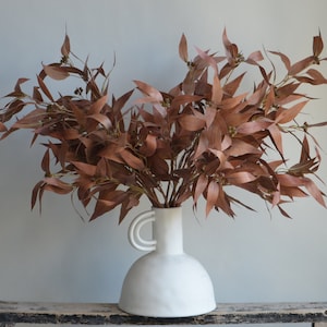 23.6&quot; Fall Brown Artificial Eucalyptus Leaf Branch, Home Wedding Greenery, Fake Plant, Autumn Winter Kitchen Decorations, DIY Florals
