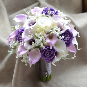 Lilac Bridal Bouquet Real Touch Lilac Calla Lilies Real Touch - Etsy