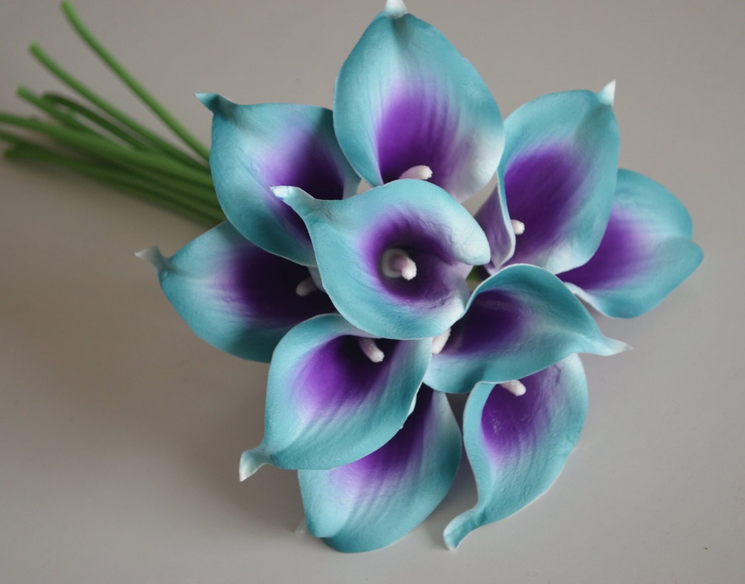 10 Teal Purple Picasso Calla Lilies Real Touch Flowers DIY Etsy