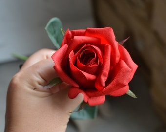 Real Touch Half Open Red Roses, High Qulaity Fake Flower, DIY Florals Supply | Wedding/Home Decoration | Gifts, DIY Bouquets/Centerpiece