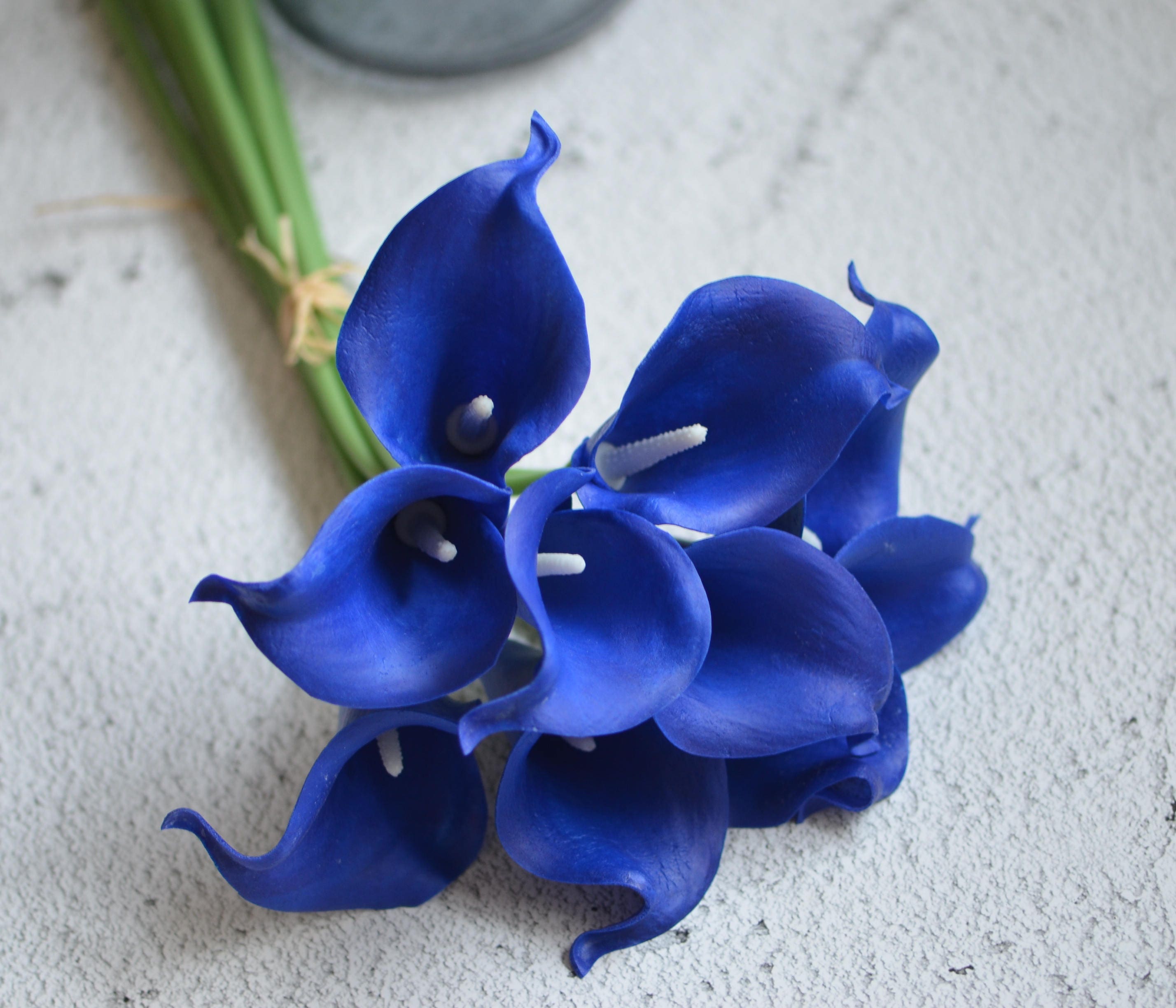 10 Dark Royal Blue Calla Lilies Real Touch Flowers DIY Silk Etsy