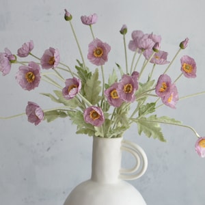 Fiori di papavero artificiale a 4 teste-20", fico viola, lilla polveroso/lavanda realistico finto papavero, floreale fai da te, decorazioni per matrimoni/casa/cucina