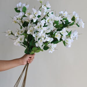 32.5&quot; Fake White Real Touch Bougainvillea, Spring Summer Leaf Branch, DIY Floral/Wedding/Home Holiday Decorations, Gifts for Her