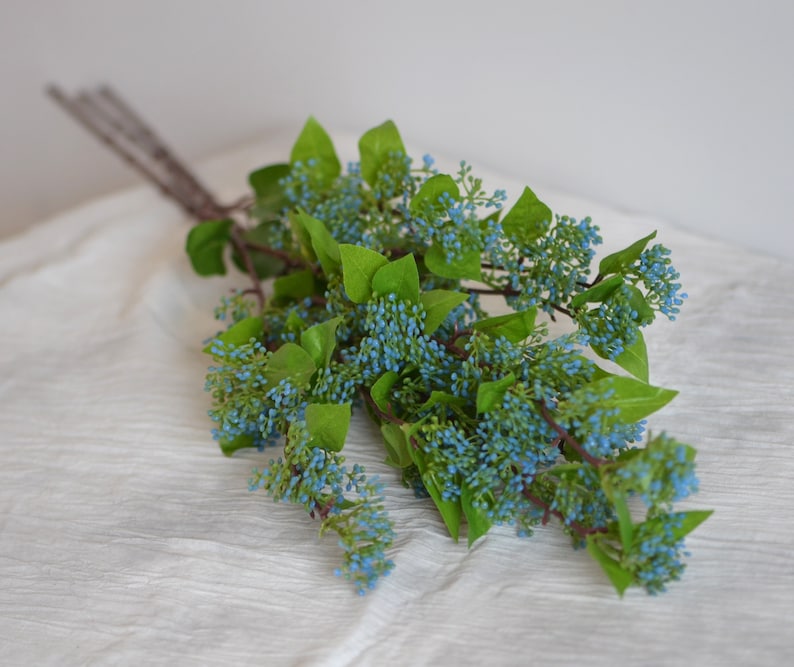 Blue Berries Floral Arrangements Fillers Artificial Greenery Etsy
