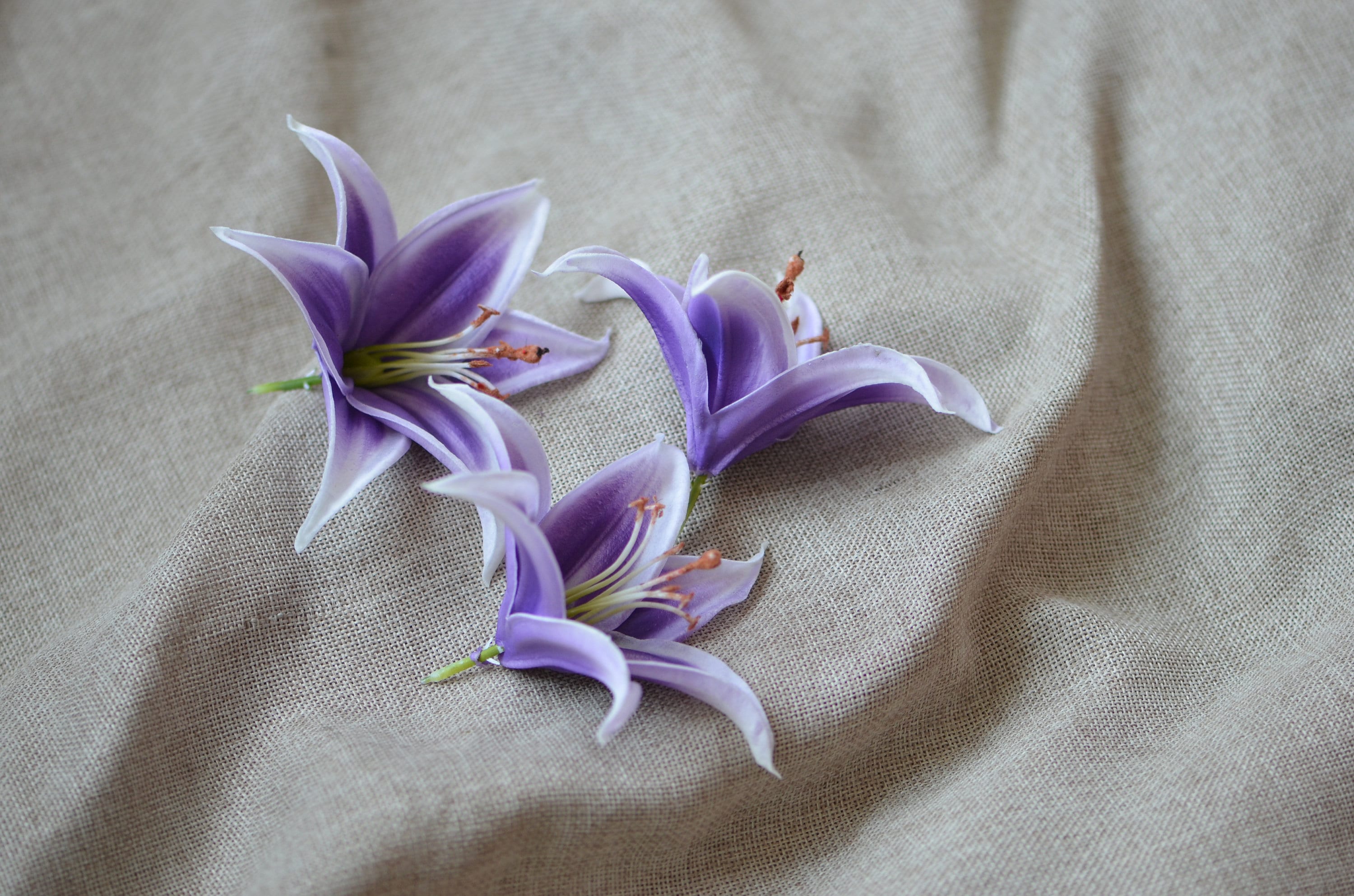 Purple Tiger Lily Head Blooms Real Touch Flowers DIY Wedding Cake Toppers -  Etsy