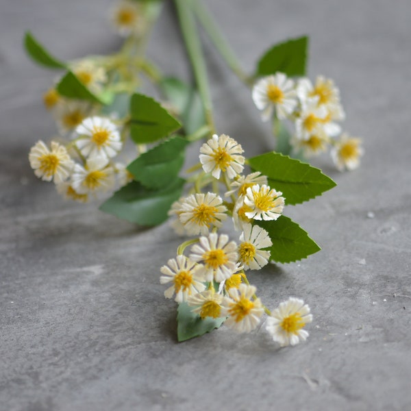 White Small Wildflowers, Faux White Yellow Chamomile Flowers, Small Common Daisy Wildflowers, Spring Fall WildFlowers