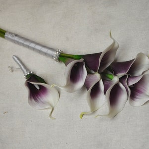 Purple Picasso Calla Lilies Natural Touch Silk Bridesmaid - Etsy