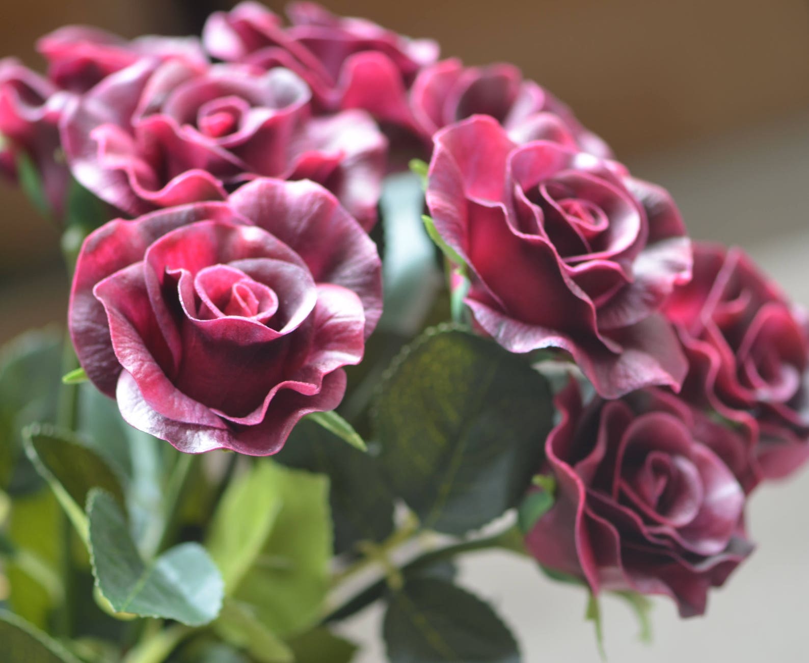 Light Burgundy Roses PU Real Touch Roses Single Stems DIY Silk Etsy