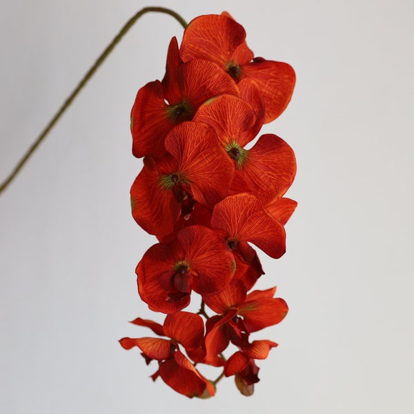 36.6" Fake Orchids in Orange-10heads, Artificial Phalaenopsis Orchid Stem, DIY Office/Wedding/Home/Holiday/Kitchen Decoration, Gifts for Her