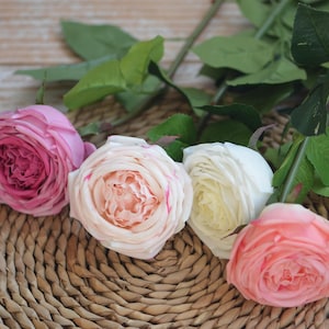 Cabbage Roses Real Touch Roses Blush Cream Ivory Coral Silk Roses DIY Wedding Bouquets Centerpieces