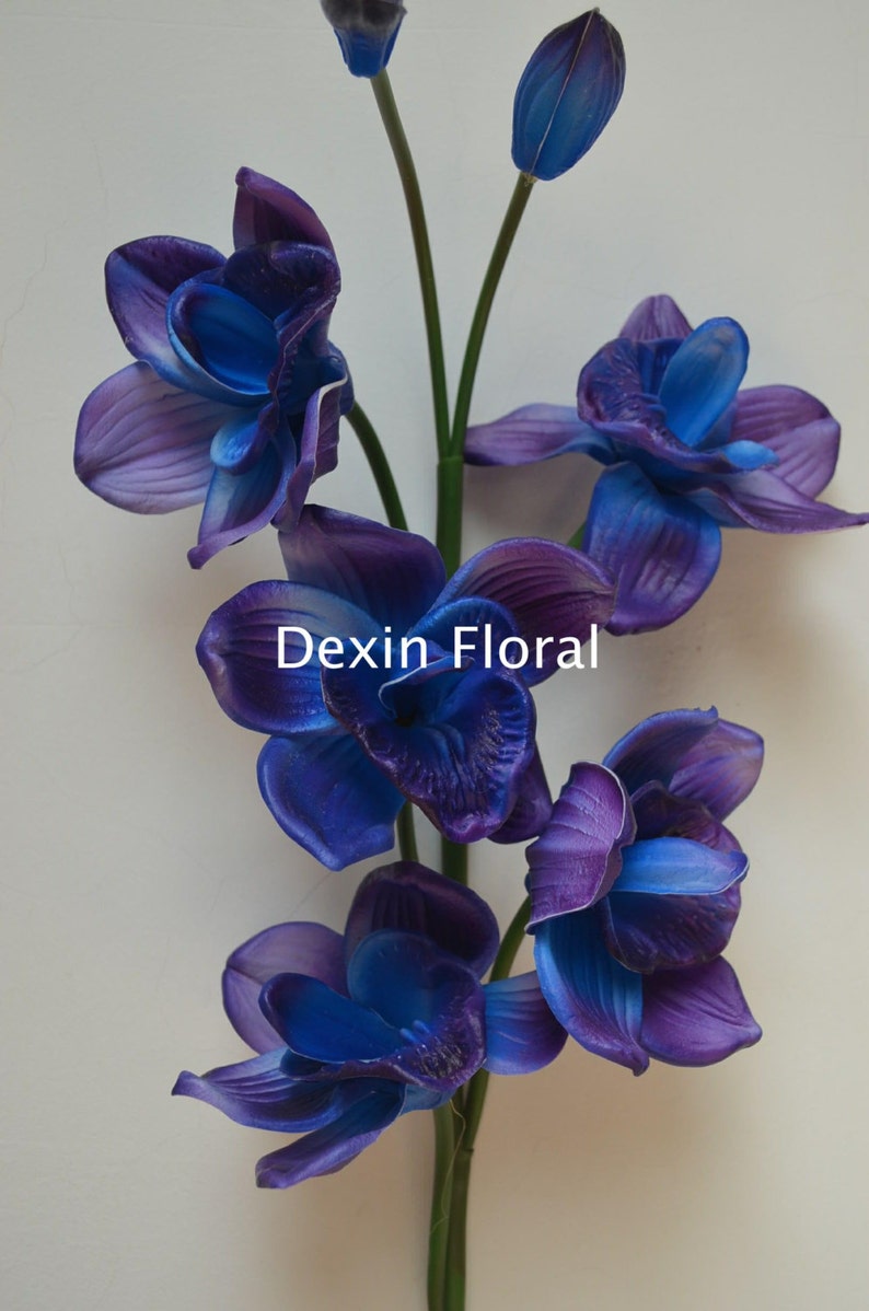 Blue Purple Cymbidium Orchids Natural Real Touch Flowers DIY Etsy