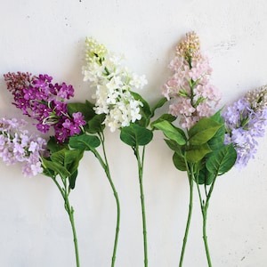 24.4&quot; Artificial Lilac Flower Branch, High-quality Artificial spring flowers, White Purple Fake lilac stem, DIY Floral/Home Ceneterpieces