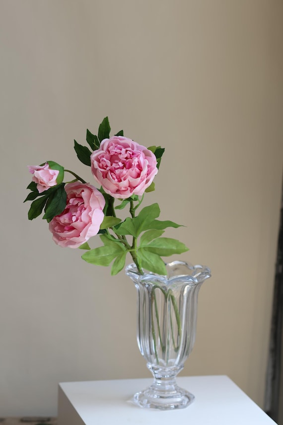 Real Touch Pink Pfingstrosenzweig: 80 cm Kunstblumen, DIY Blumenarrangement
