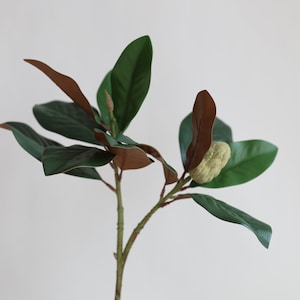 30.7&quot; Natural Touch Faux Magnolia Leaf Branches With Flower Bud- Green, High Quality Artificial Plant, Office/Wedding/Home Decoration/Gifts
