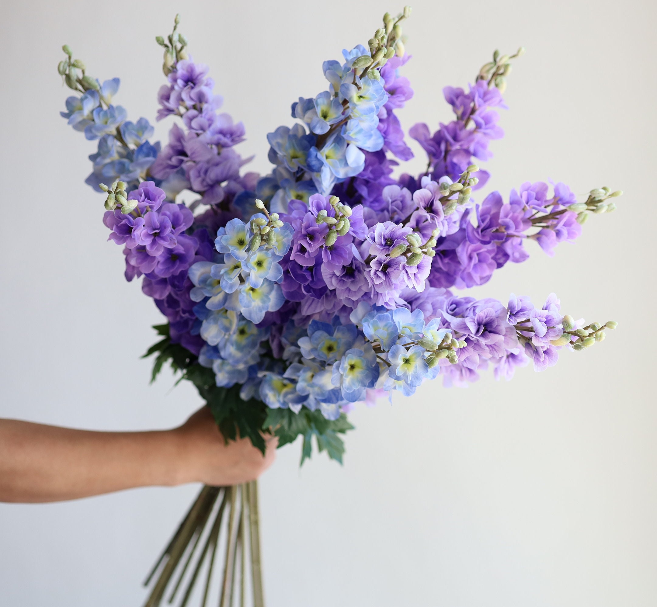 31.5" Real Touch Artificial Delphinium Blossom Branch, Blue Purple Spring Flowers, DIY Floral/Wedding/Home/Holiday Decoration, Gifts for Her