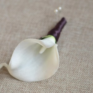 Ivory calla Lily Boutonnieres Real Touch Flowers Wedding Boutonnieres Prom Corsages
