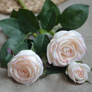 Blush Real Touch Silk Roses Spray DIY Wedding Centerpieces Silk Bouquets English Garden Roses