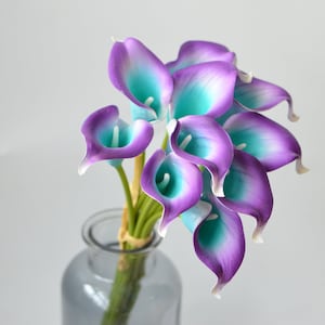 10 Purple Turquoise Picasso Calla Lilies Real Touch Flowers - Etsy