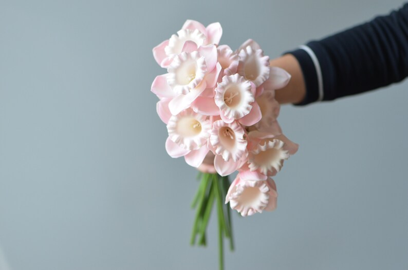 Pink Daffodils PU Real Touch Flowers Artificial Daffodils Etsy