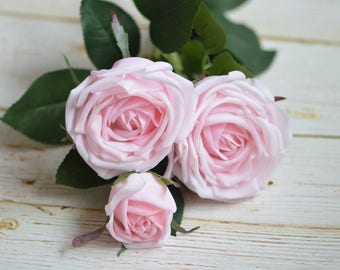 Pink Real Touch Silk Roses Spray DIY Wedding Centerpieces Silk Bouquets English Garden Roses