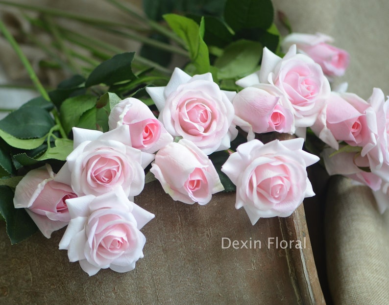 Real Touch Pale Pink Roses Buds Silk Roses DIY Wedding Flowers Etsy