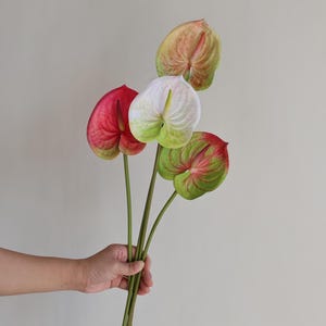 23.6&quot; Real Touch Fake White Green Pink Anthurium, Artificial Flowers, DIY Centerpieces/Floral/Wedding/Occasion/Home Decoration | Gifts