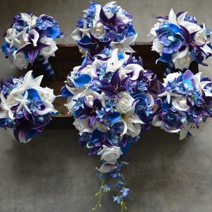 Beach Blue Purple Wedding Bouquet, Royal Blue Plum Bridal Bouquets ...