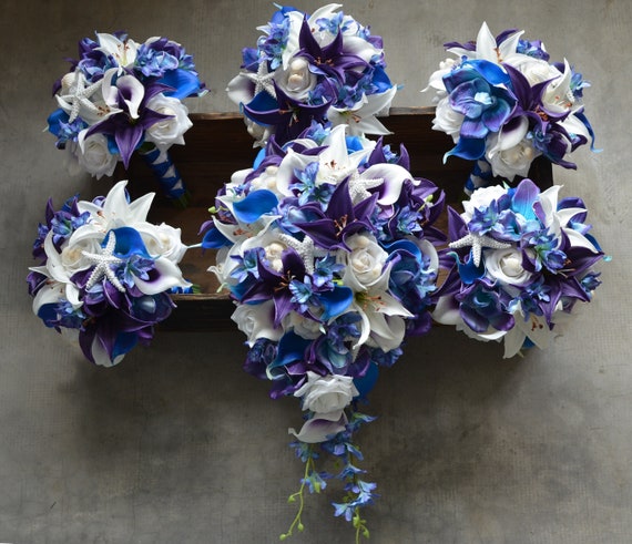 Bouquet de mariée pour mariage violet et blanc orchidées