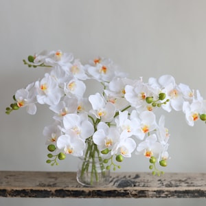 17.7“ White Faux Real Touch Phalaenopsis Orchid, Spring Plant Stem, DIY Centerpieces/Florals/Office/Wedding/Home Decorations | Gifts For Mum