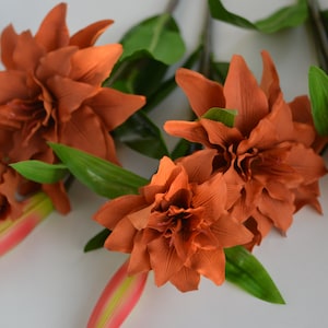 Burnt Orange Garden Lily, Real Touch Rust Lily, Artificial Fall Terracotta Fall Lilies, Fall Home Decor, Autumn Wedding Flowers