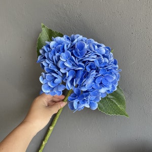 20" Real Touch Blue Hydrangea Stem, High Quality Artificial Flower | DIY Florals Supply | Wedding/Home/Kitchen Decoration | Gifts image 2