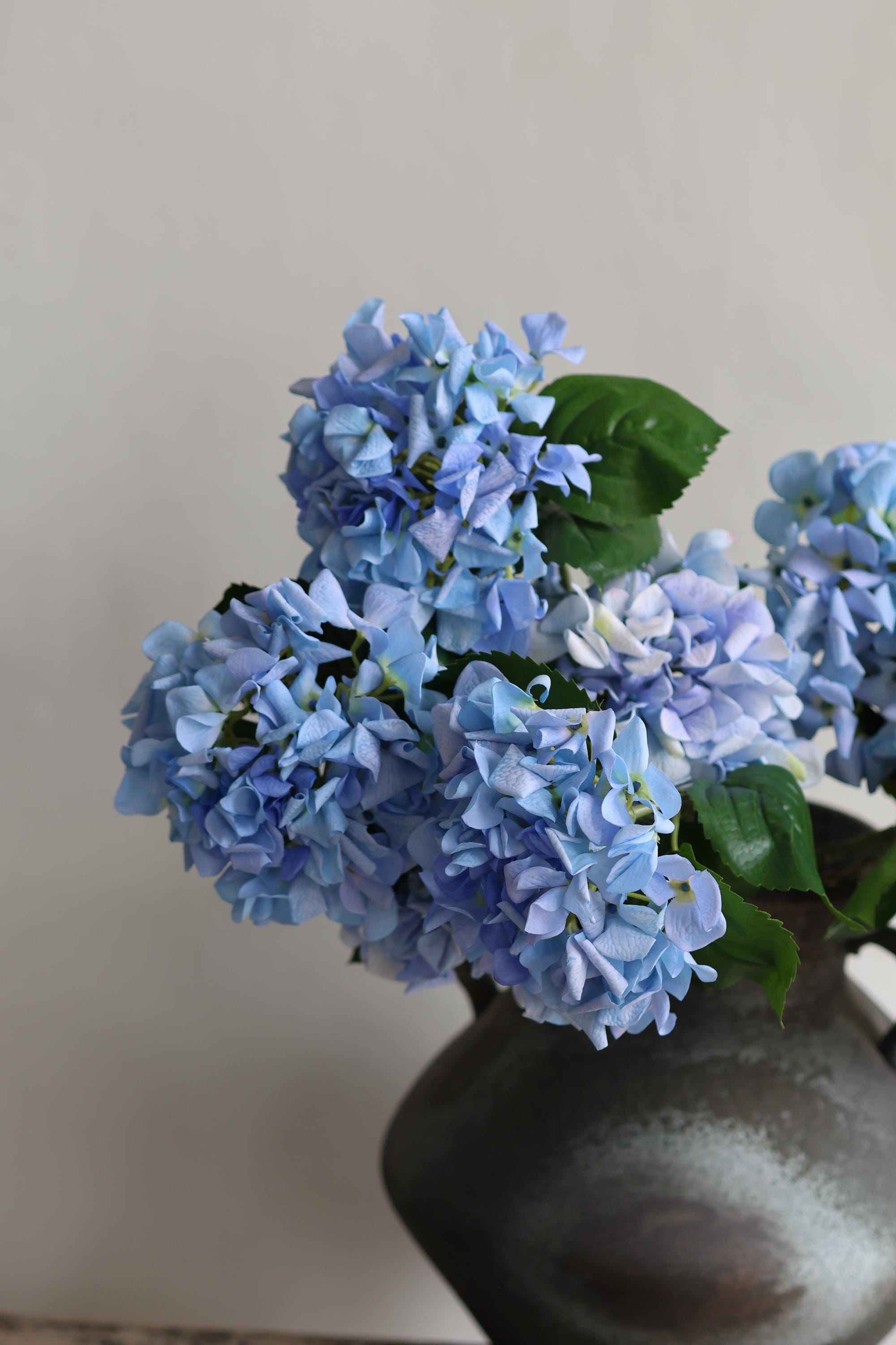 Realistic Powder Blue Hydrangea: 24" Faux Floral, DIY Arrangement