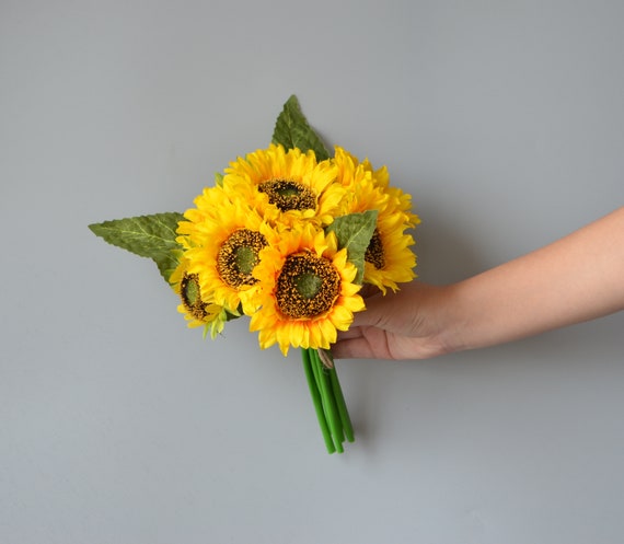 100 X  Sunflower Artificial Silk Flower Heads DIY Bud Party Wedding Home Decor 