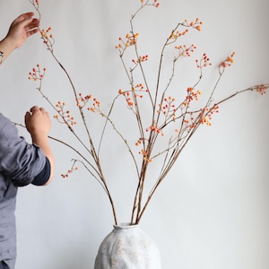 Tallo de rama de baya de imitación de naranja de 55", tallo de planta decorativa, estilo minimalista, planta artificial, decoración de oficina/boda/hogar/regalos