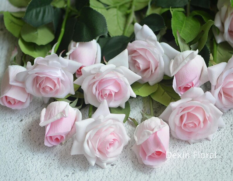 Real Touch Pale Pink Roses Buds Silk Roses DIY Wedding Flowers Etsy