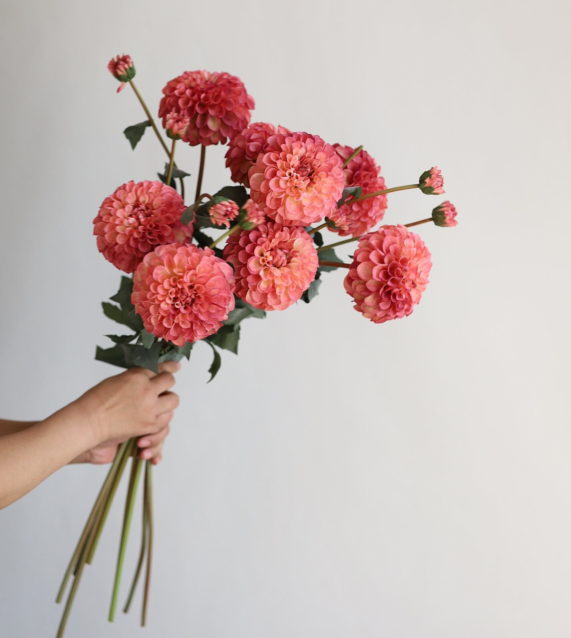 31.6" Artificial Dahlia Blossom Branch-Dusty Coral Pink, Faux Flower Stem, DIY Florals | Wedding/Home Decoration/Bouquet/Centerpiece | Gifts