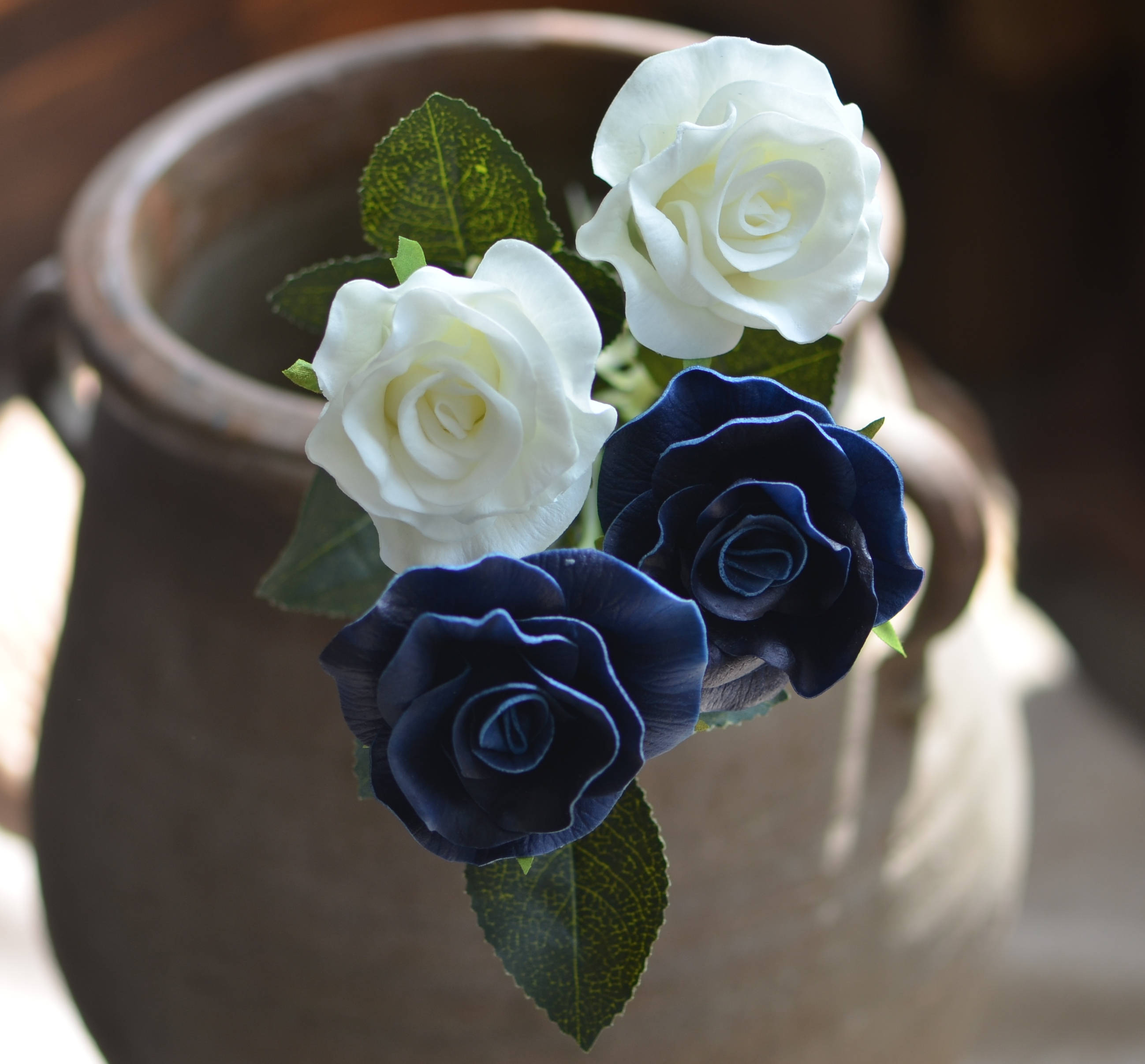 Navy Roses PU Real Touch Roses Off White Roses Real Touch Etsy