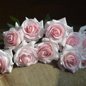 Real Touch Silk Roses Pale baby Pink Roses DIY Wedding Flowers Silk Bridal Bouquets Wedding Centerpieces