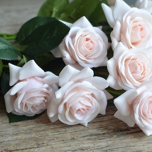 16&quot; Soft Pink, Pale Blush Pink Real Touch Faux Roses, DIY Florals | Wedding/Home/Kitchen Decoration | Gifts, DIY Bouquets/Centerpiece