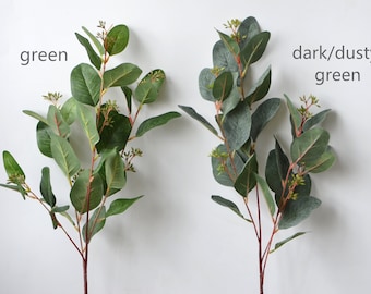 Dusty Green Seeded Eucalyptus Artificial Eucalyptus Leaves Greenery Centerpieces