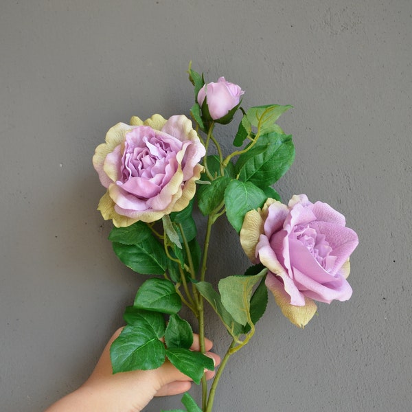 Ligith Purple Faux Real Touch Roses, Pale Blue, Ivory White Peony, DIY Florals | Wedding/Home Decoration | Gifts, DIY Bouquets/Centerpieces