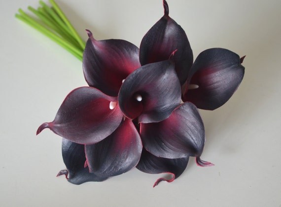 Lirios de cala de color burdeos negro Flores de toque real DIY - Etsy España