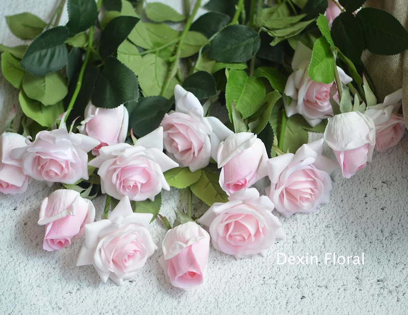 Real Touch Pale Pink Roses Buds Silk Roses DIY Wedding Flowers Etsy