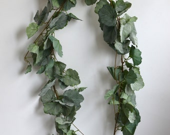 65" Faux Dusty Green Geranium Vine, Artificial Plant, Decorative Greenery, Wedding/Home Decorations, DIY Forals, Gifts
